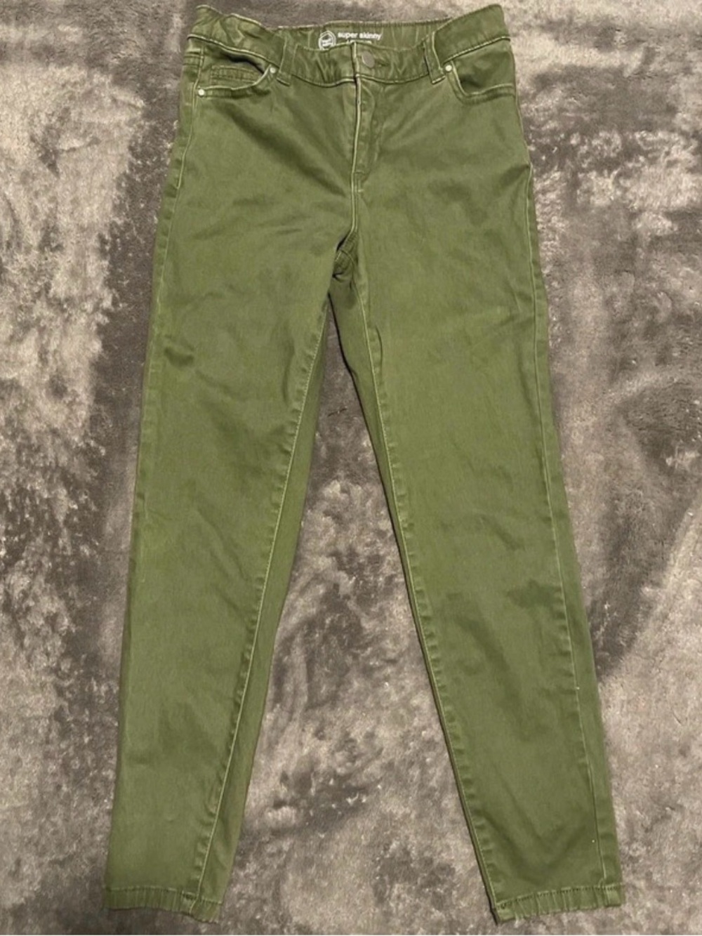 Kids Olive Green Super Skinny Jeans